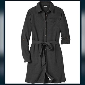 Duluth Medium Burly Thermal Shirt Dress Black Women's Belted With Pockets